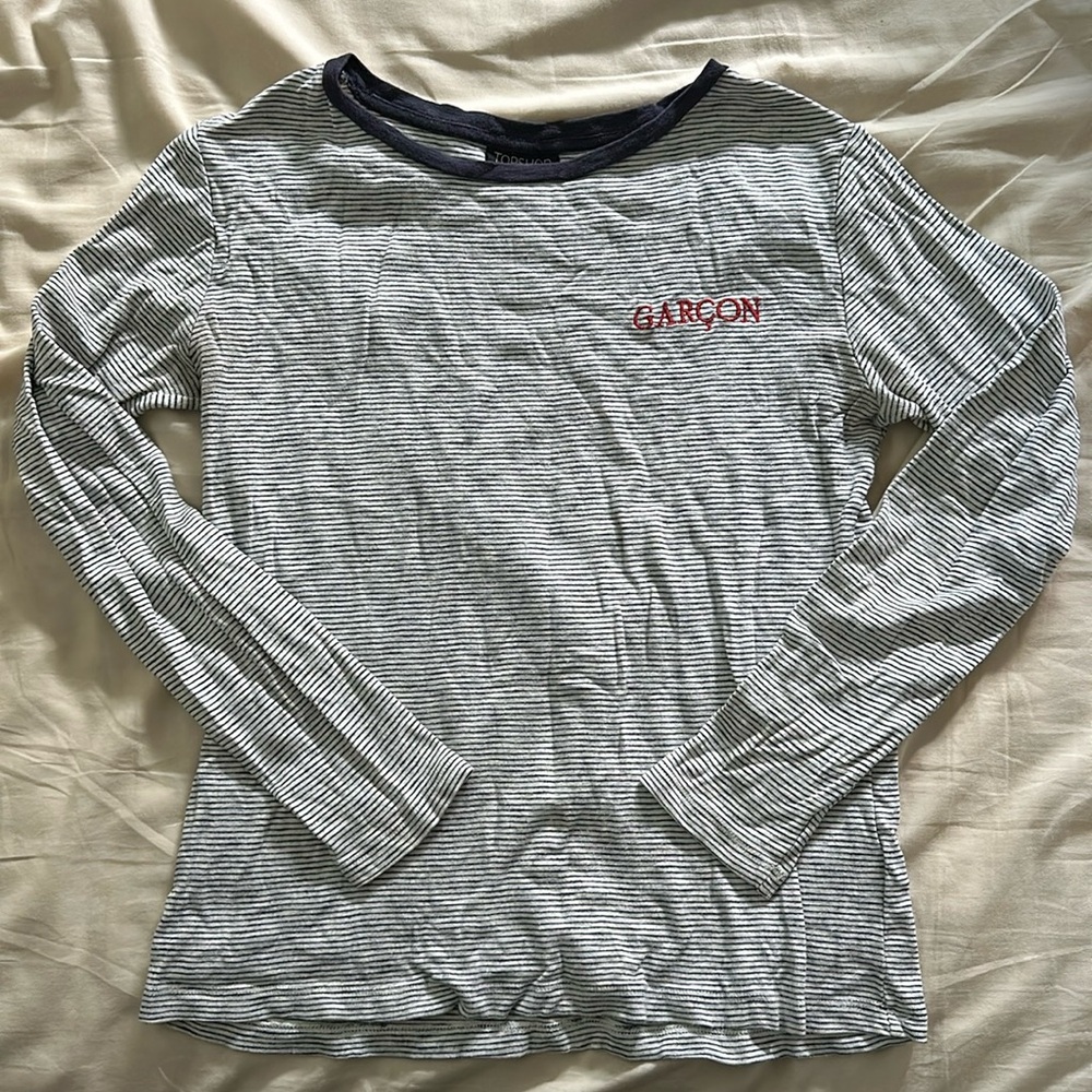 Topshop Stiped Long Sleeve Garçon Top